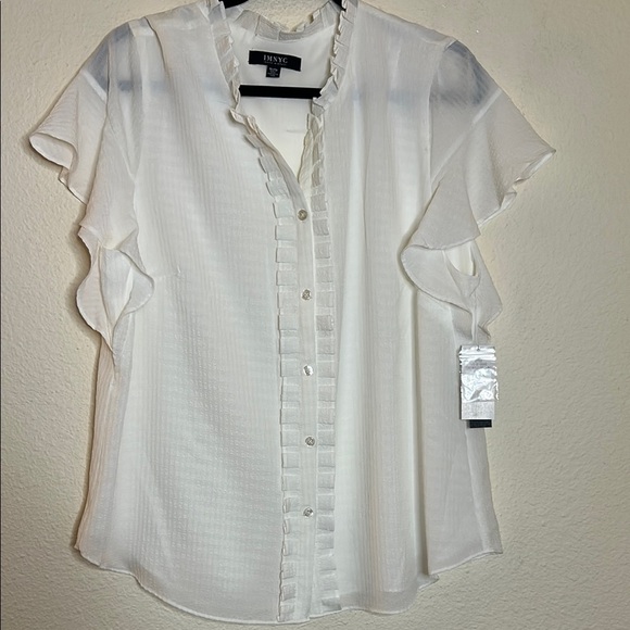 BKE Tops - IM NYC White Ruffled Flutter Sleeve Blouse